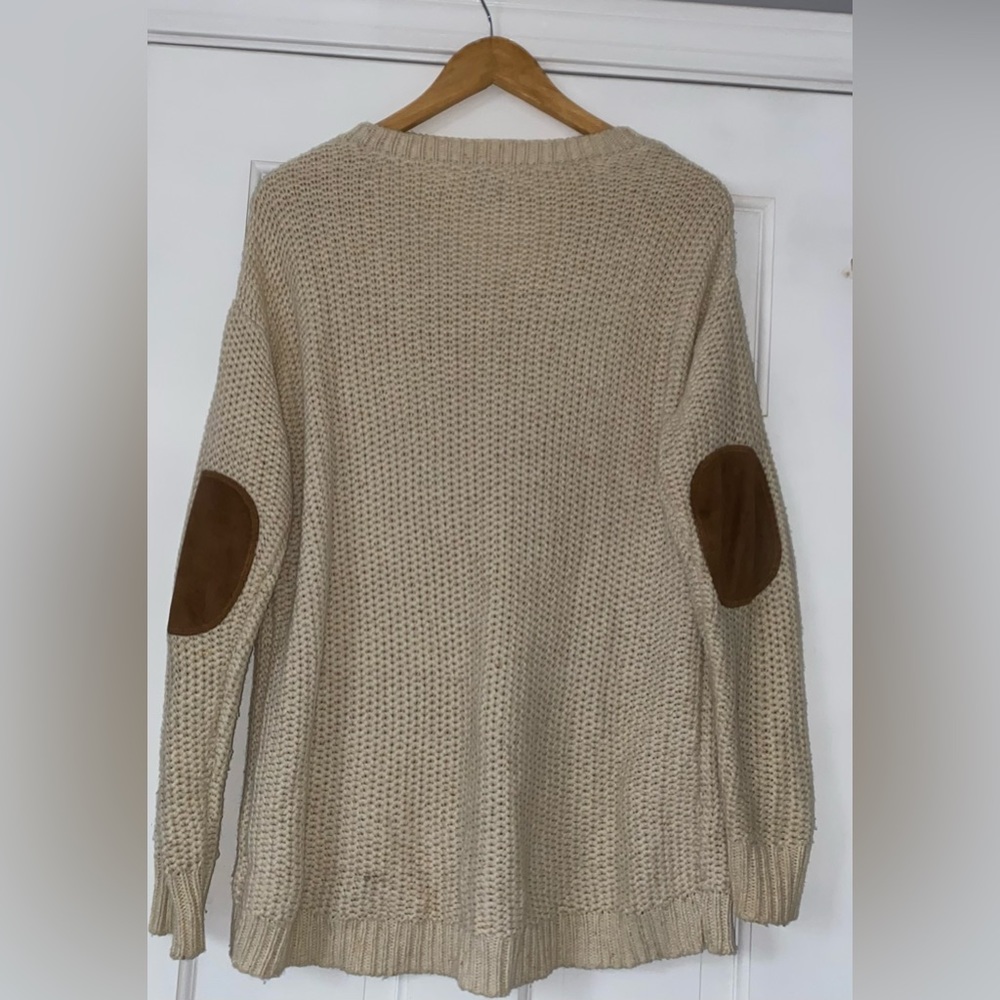 Uo Cable Knit Sweater With Patchwork - image 3